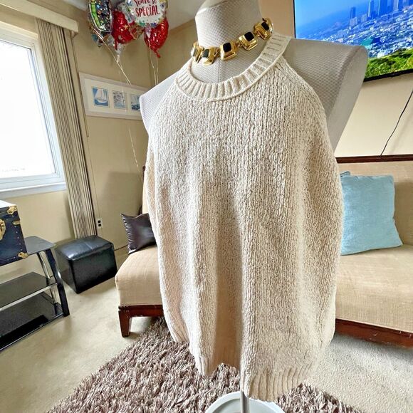 J. Crew Women's Size 3X Cream Sweater Vest Pullover Knit Sleeveless Top Preppy - Picture 2 of 12